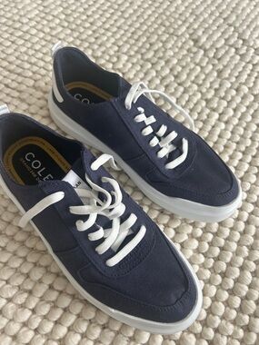 New Cole Haan GrandPrø Rally Canvas Court Marine Blue/White Sneaker Women SZ.8